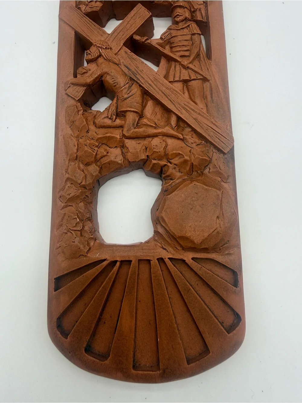 Dicksons Carved Details Woodgrain Resin Cross Life Story of Christ 12”x7” Wall